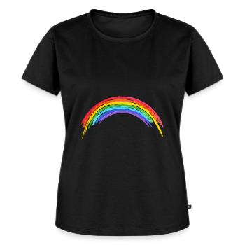 Regenbogen Kinder Einschulung - Frauen Premium Bio T-Shirt - Schwarz - Vorne - Selfina (174cm)