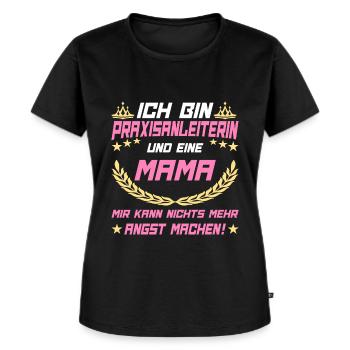 Praxisanleiterin und Mama - Frauen Premium Bio T-Shirt - Schwarz - Vorne - Selfina (174cm)