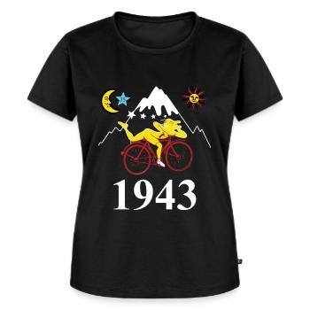 Hofmann Bicycle Day 1943 Im Zauberwald - Frauen Premium Bio T-Shirt - Schwarz - Vorne - Selfina (174cm)