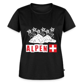 Schweizer Alpen Edelweiß Blume Edelweiss - Frauen Premium Bio T-Shirt - Schwarz - Vorne - Selfina (174cm)
