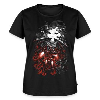 RoBat - Frauen Premium Bio T-Shirt - Schwarz - Vorne - Selfina (174cm)