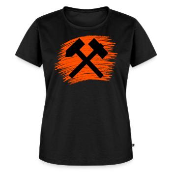 Marteaux sur le bonheur - T-shirt Premium bio Femme - noir - Devant - Selfina (174cm)