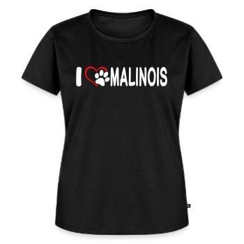 Ich Liebe Malinois - Frauen Premium Bio T-Shirt - Schwarz - Vorne - Selfina (174cm)