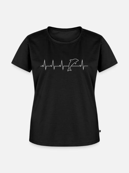 Delfine - Herzschlag - Frauen Premium Bio T-Shirt - Schwarz