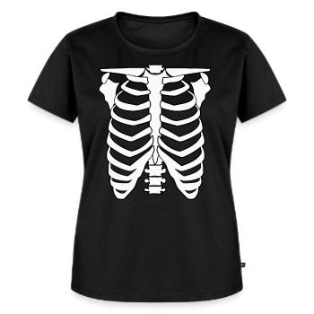 Skelett Herren und Damen Shirt Halloween Skeleton - Frauen Premium Bio T-Shirt - Schwarz - Vorne - Selfina (174cm)