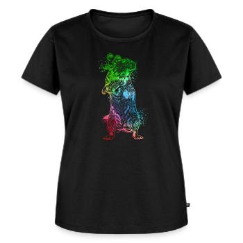 Farbenfroher Degu - Frauen Premium Bio T-Shirt - Schwarz - Vorne - Selfina (174cm)