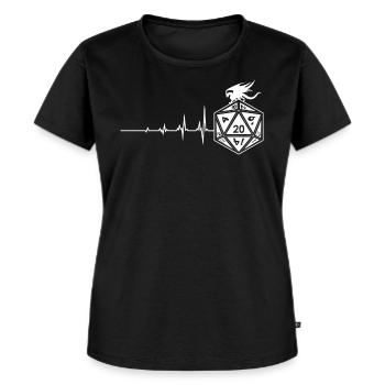 Cooles Fantasy D20 Dice Heartbeat Dragon D20 Table - Frauen Premium Bio T-Shirt - Schwarz - Vorne - Selfina (174cm)