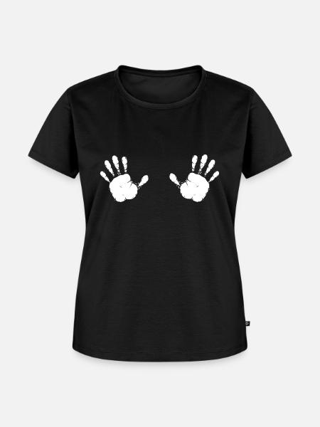 Hände Handabdrücke - Frauen Premium Bio T-Shirt - Schwarz