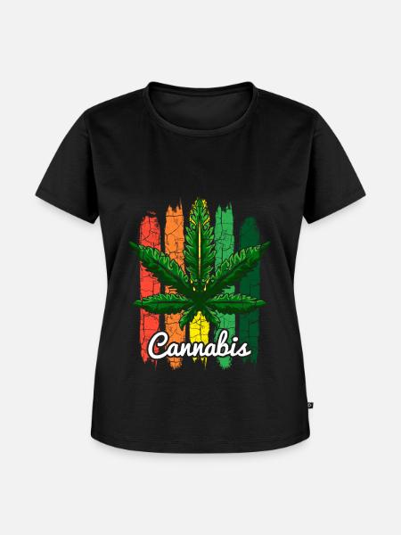 Cannabisblatt Retro - Frauen Premium Bio T-Shirt - Schwarz