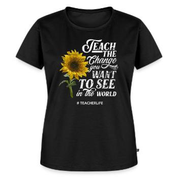 Lehrer Vorbild Sonnenblume - Frauen Premium Bio T-Shirt - Schwarz - Vorne - Selfina (174cm)