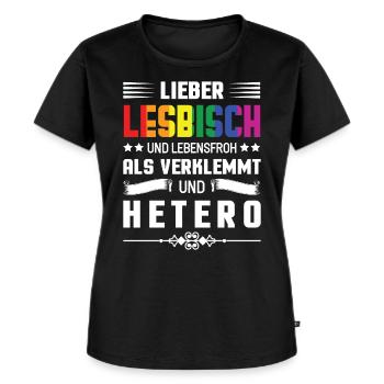 Lesbian LGBT lesbian - Women's Premium Organic T-shirt - black - Front - Selfina (174cm)