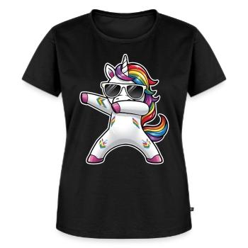Dabbing Einhorn - Frauen Premium Bio T-Shirt - Schwarz - Vorne - Selfina (174cm)