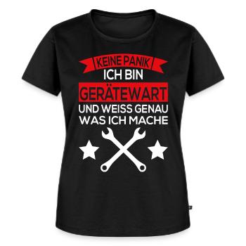 Gerätewart lustiger Spruch - Frauen Premium Bio T-Shirt - Schwarz - Vorne - Selfina (174cm)