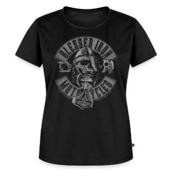Blessed Iron Motorcycles - Frauen Premium Bio T-Shirt - Schwarz - Vorne - Selfina (174cm)