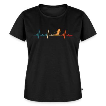 Skifahren Herzschlag Ski Skifahrer - Frauen Premium Bio T-Shirt - Schwarz - Vorne - Selfina (174cm)