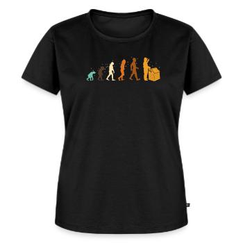Retro Evolution Imker Bienen - Frauen Premium Bio T-Shirt - Schwarz - Vorne - Selfina (174cm)