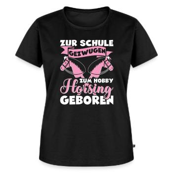 Mädchen Hobby Horsing Steckenpferd - Frauen Premium Bio T-Shirt - Schwarz - Vorne - Selfina (174cm)