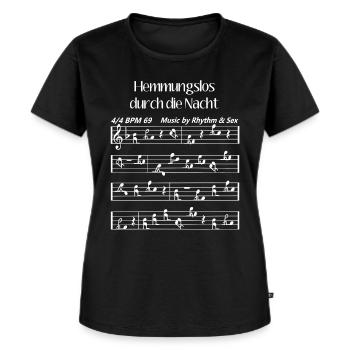 Hemmungslos Lustige Sprüche Musiknoten Sexstellung - Frauen Premium Bio T-Shirt - Schwarz - Vorne - Selfina (174cm)