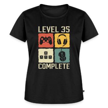 35. Geburtstag Level 35 Complete Gamer 35 Jahre - Frauen Premium Bio T-Shirt - Schwarz - Vorne - Selfina (174cm)