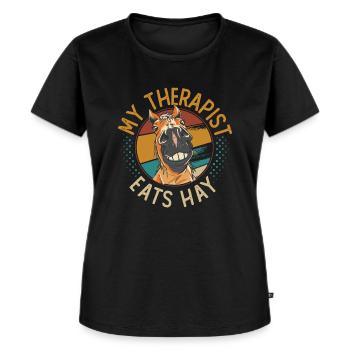 Mein Therapeut Isst Heu, Pferdeliebhaber. - Frauen Premium Bio T-Shirt - Schwarz - Vorne - Selfina (174cm)