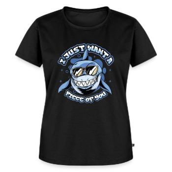 Ich Will Nur Ein Stück Von Dir, Hai - Frauen Premium Bio T-Shirt - Schwarz - Vorne - Selfina (174cm)
