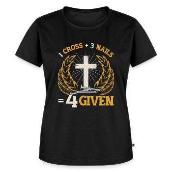 Religiöses, 1 Kreuz, 3 Nägel, 4 Jesus, Gegeben - Frauen Premium Bio T-Shirt - Schwarz - Vorne - Selfina (174cm)
