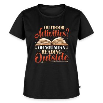 Activités de plein air Lecture de livres de plein air - T-shirt Premium bio Femme - noir - Devant - Selfina (174cm)