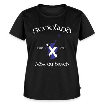 Scotland Map Flag - Frauen Premium Bio T-Shirt - Schwarz - Vorne - Selfina (174cm)