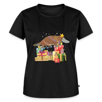 Schnabeltier Australien Weihnachten Ugly Xmas - Frauen Premium Bio T-Shirt - Schwarz - Vorne - Selfina (174cm)