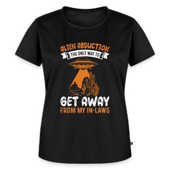 Alien-Entführung der Weg, weg von Schwiegereltern - Frauen Premium Bio T-Shirt - Schwarz - Vorne - Selfina (174cm)