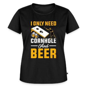 Je ne fais que beugler cornhle et bière jeu de trou aveugle - T-shirt Premium bio Femme - noir - Devant - Selfina (174cm)