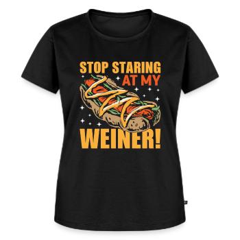Hotdog Starr nicht auf mein Wiener Würstchen - Frauen Premium Bio T-Shirt - Schwarz - Vorne - Selfina (174cm)