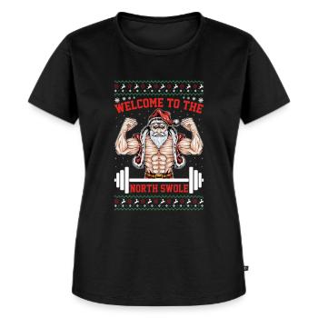 Santa Christmas Fitness Bodybuilder Gym - Premium økologisk T-shirt til kvinder - sort - Foran - Selfina (174cm)