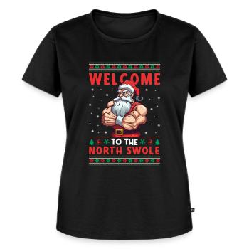 Père Noël Liftmas Fitness Bodybuilder Gym Workout - T-shirt Premium bio Femme - noir - Devant - Selfina (174cm)