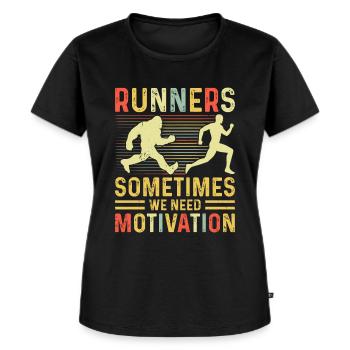 Bergläufer Joggen in den Bergen - Frauen Premium Bio T-Shirt - Schwarz - Vorne - Selfina (174cm)