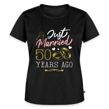 Noces d’or ! Marié depuis 50 ans - T-shirt Premium bio Femme - noir - Devant - Selfina (174cm)