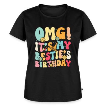 Mijn beste vriendin is jarig! - Vrouwen Premium Bio T-shirt - zwart - Voor - Selfina (174cm)