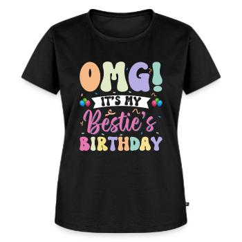 Mijn beste vriendin is jarig! - Vrouwen Premium Bio T-shirt - zwart - Voor - Selfina (174cm)