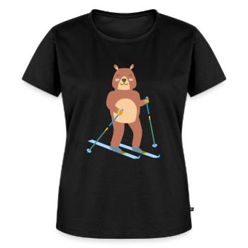Bär Eis Skifahren Süß Sport Winter Geschenkidee - Frauen Premium Bio T-Shirt - Schwarz - Vorne - Selfina (174cm)