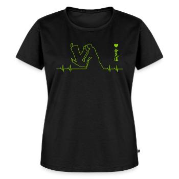 aikido - Frauen Premium Bio T-Shirt - Schwarz - Vorne - Selfina (174cm)