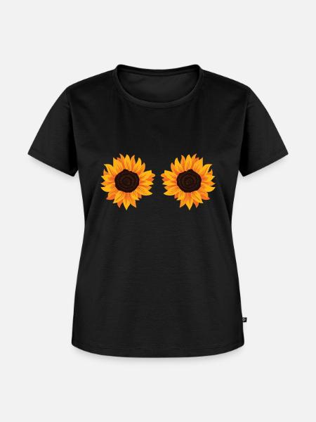 Sonnenblumen Brüste - Frauen Premium Bio T-Shirt - Schwarz