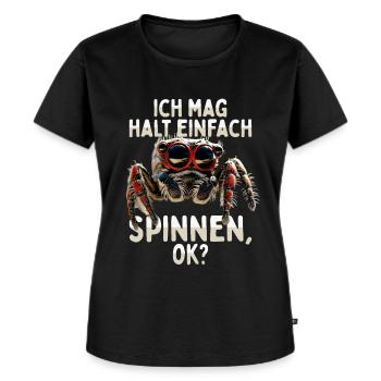 Spinne Springspinne Vogelspinne Mag Halt Spinnen - Frauen Premium Bio T-Shirt - Schwarz - Vorne - Selfina (174cm)