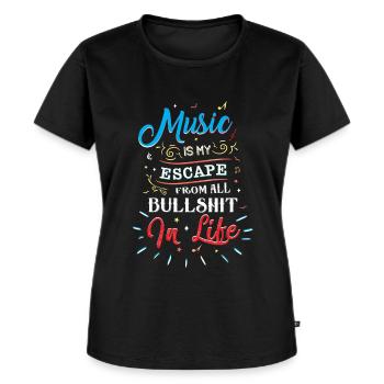 Musik ist meine Flucht von allem dem Bullshit - Frauen Premium Bio T-Shirt - Schwarz - Vorne - Selfina (174cm)