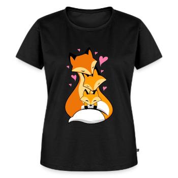 Bébé avec des parents renards - T-shirt Premium bio Femme - noir - Devant - Selfina (174cm)