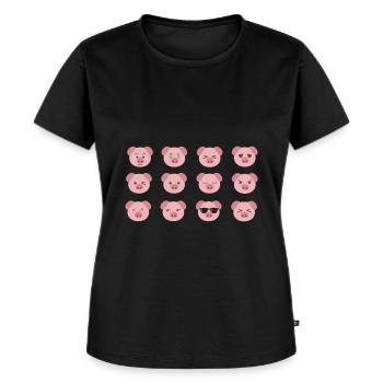 Visages de porc drôles. - T-shirt Premium bio Femme - noir - Devant - Selfina (174cm)