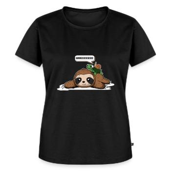 Schnecke und Schildkröte reiten auf Faultier. - Frauen Premium Bio T-Shirt - Schwarz - Vorne - Selfina (174cm)