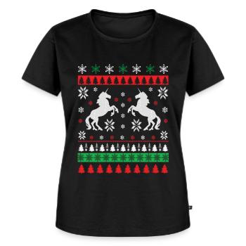 Einhorn - Ugly Christmas - Women's Premium Organic T-shirt - black - Front - Selfina (174cm)