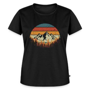 Berge Vintage Natur Wandern - Frauen Premium Bio T-Shirt - Schwarz - Vorne - Selfina (174cm)