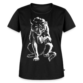 wolf - Frauen Premium Bio T-Shirt - Schwarz - Vorne - Selfina (174cm)