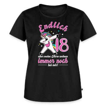 18 Geburtstag Mädchen Geschenk 18 Jahre volljährig - Frauen Premium Bio T-Shirt - Schwarz - Vorne - Selfina (174cm)